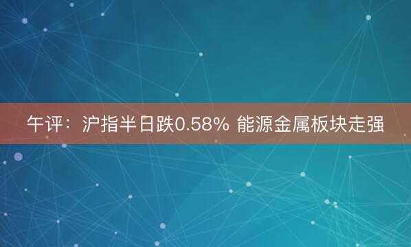午评：沪指半日跌0.58% 能源金属板块走强