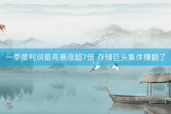 一季度利润最高暴涨超7倍 存储巨头集体赚翻了