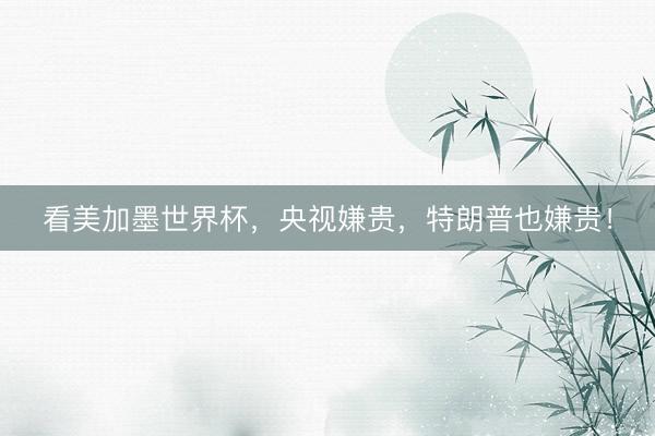 看美加墨世界杯，央视嫌贵，特朗普也嫌贵！