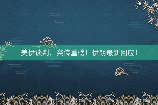美伊谈判，突传重磅！伊朗最新回应！