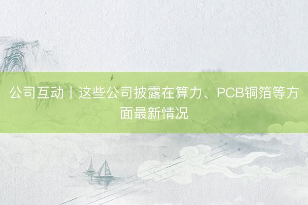 公司互动丨这些公司披露在算力、PCB铜箔等方面最新情况