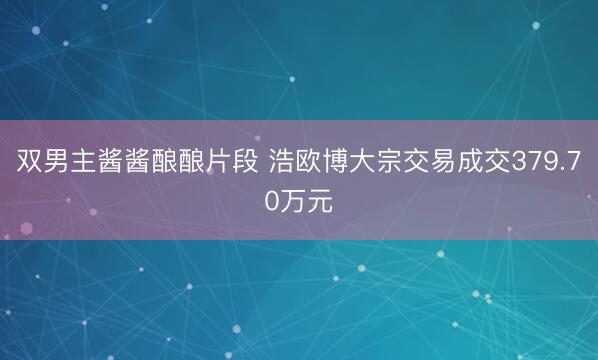 双男主酱酱酿酿片段 浩欧博大宗交易成交379.70万元
