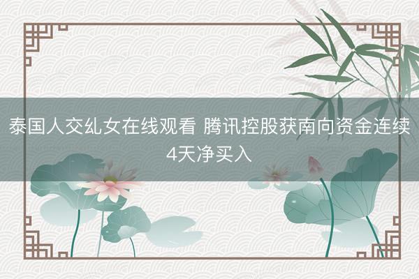 泰国人交乣女在线观看 腾讯控股获南向资金连续4天净买入