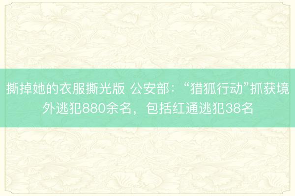 撕掉她的衣服撕光版 公安部：“猎狐行动”抓获境外逃犯880余名，包括红通逃犯38名