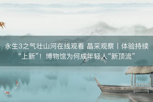 永生3之气壮山河在线观看 晶采观察丨体验持续“上新”！博物馆为何成年轻人“新顶流”