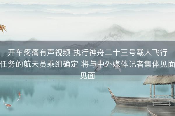 开车疼痛有声视频 执行神舟二十三号载人飞行任务的航天员乘组确定 将与中外媒体记者集体见面