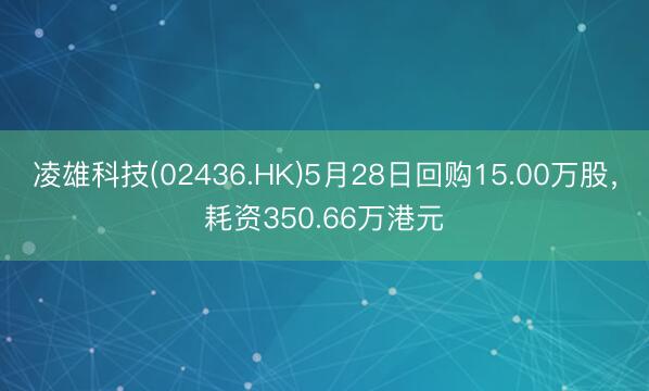 凌雄科技(02436.HK)5月28日回购15.00万股，耗资350.66万港元
