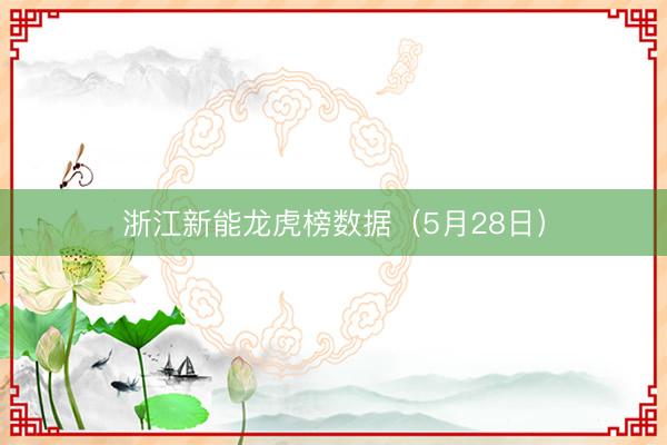 浙江新能龙虎榜数据（5月28日）