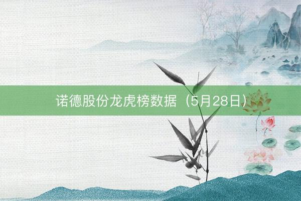 诺德股份龙虎榜数据（5月28日）