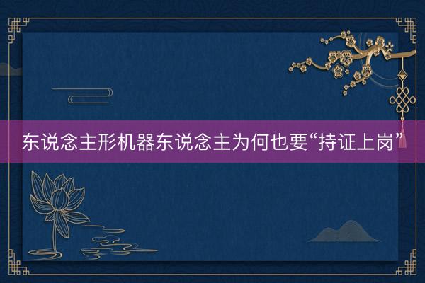 东说念主形机器东说念主为何也要“持证上岗”