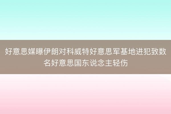 好意思媒曝伊朗对科威特好意思军基地进犯致数名好意思国东说念主轻伤