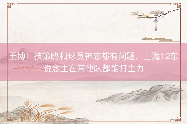 王博:技策略和球员神志都有问题,上海12东说念主在其他队都能打主力