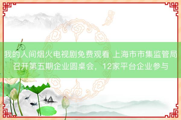 我的人间烟火电视剧免费观看 上海市市集监管局召开第五期企业圆桌会，12家平台企业参与