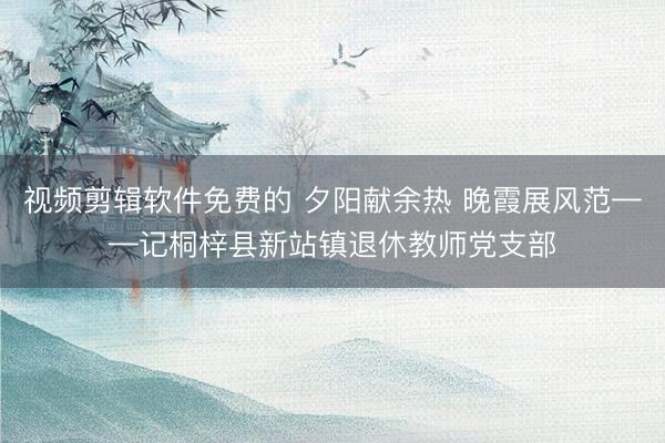 视频剪辑软件免费的 夕阳献余热 晚霞展风范——记桐梓县新站镇退休教师党支部