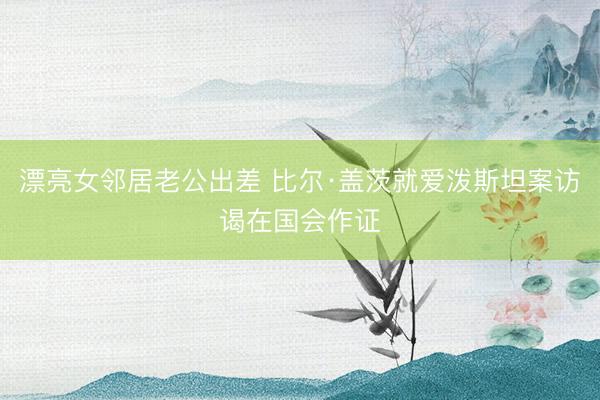 漂亮女邻居老公出差 比尔·盖茨就爱泼斯坦案访谒在国会作证