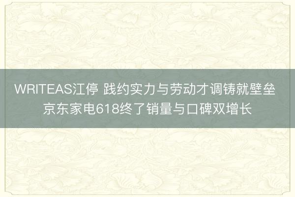 WRITEAS江停 践约实力与劳动才调铸就壁垒 京东家电618终了销量与口碑双增长