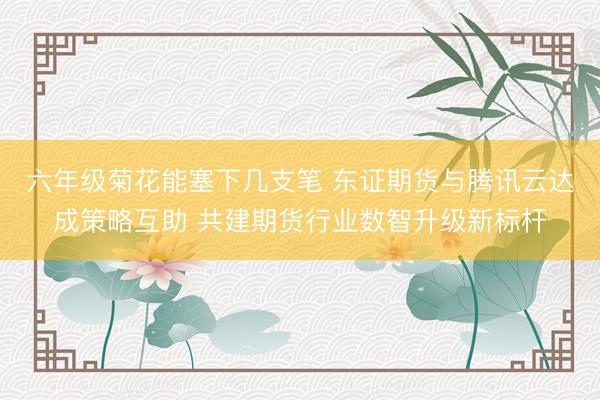 六年级菊花能塞下几支笔 东证期货与腾讯云达成策略互助 共建期货行业数智升级新标杆