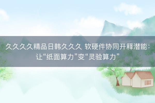 久久久久精品日韩久久久 软硬件协同开释潜能：让“纸面算力”变“灵验算力”