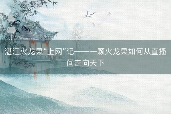 湛江火龙果“上网”记——一颗火龙果如何从直播间走向天下