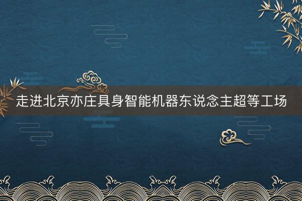 走进北京亦庄具身智能机器东说念主超等工场