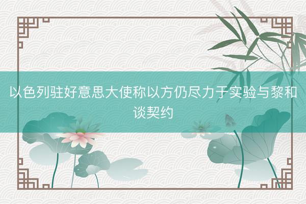 以色列驻好意思大使称以方仍尽力于实验与黎和谈契约